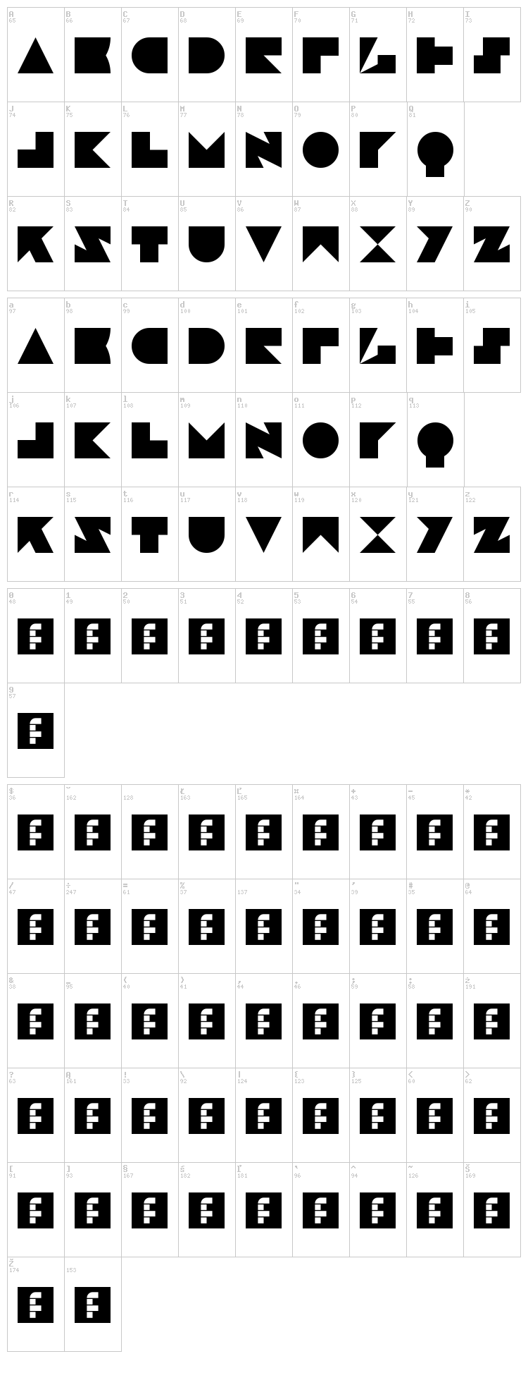 Jamstone font map