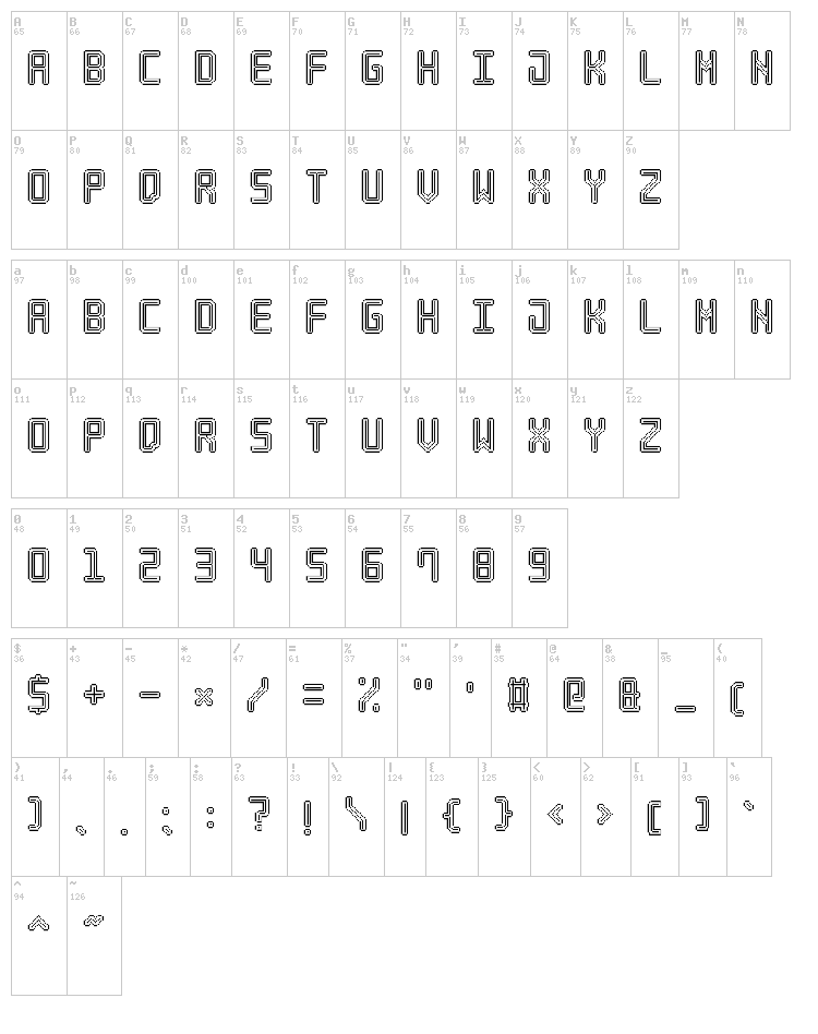 Neon Pixel-7 font map