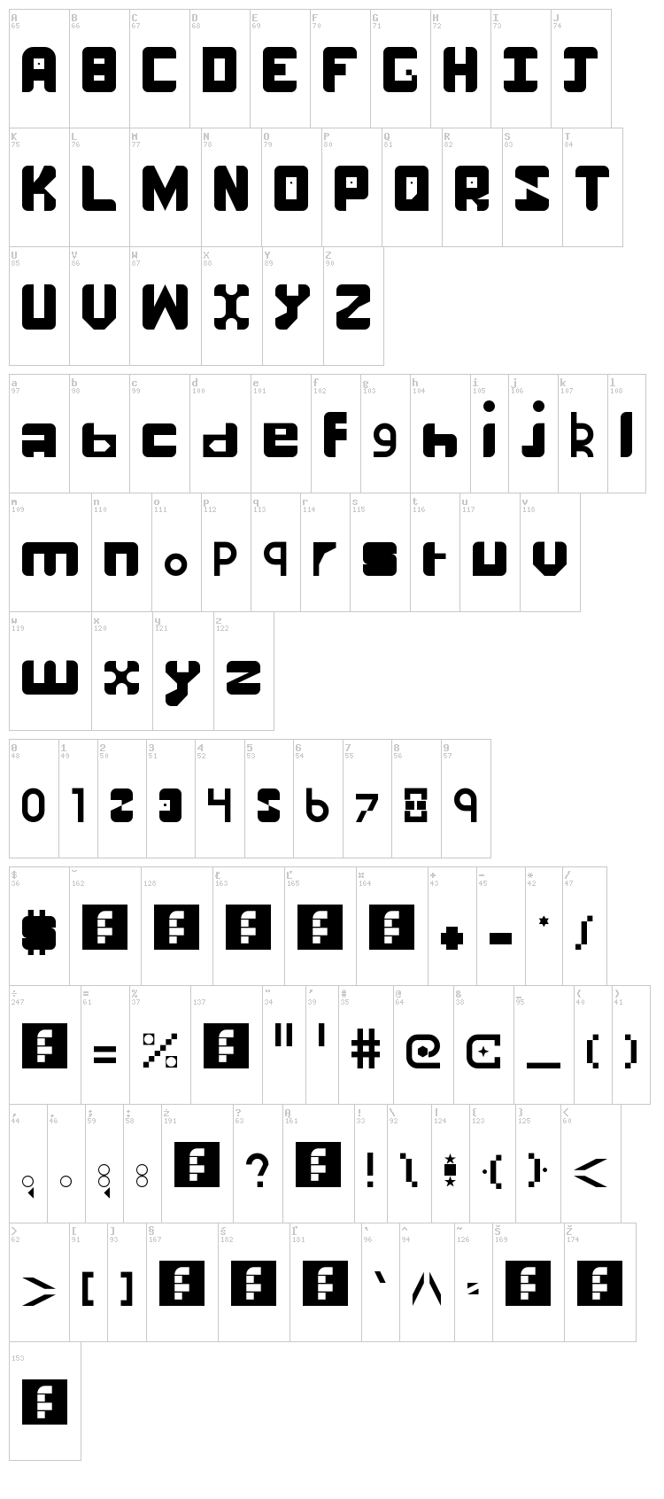 Number One font map