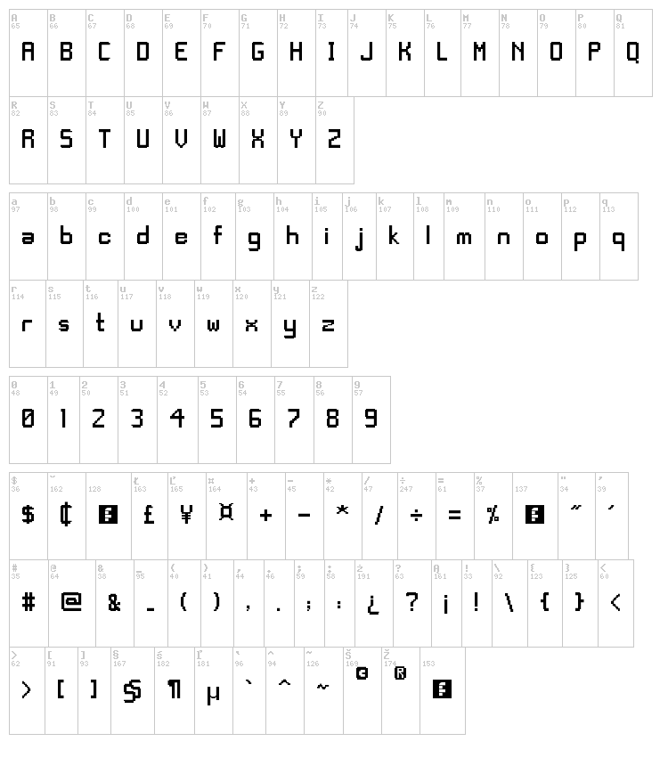 Deltoid Sans font map