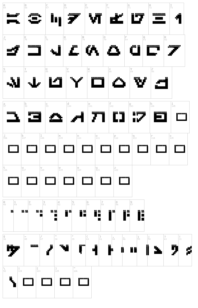 Galactic Mini font map