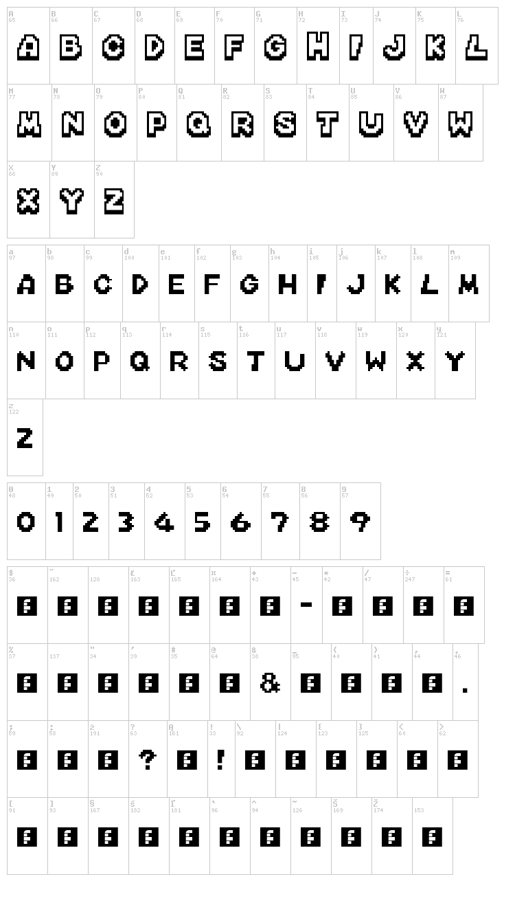 Mario Kart DS font map
