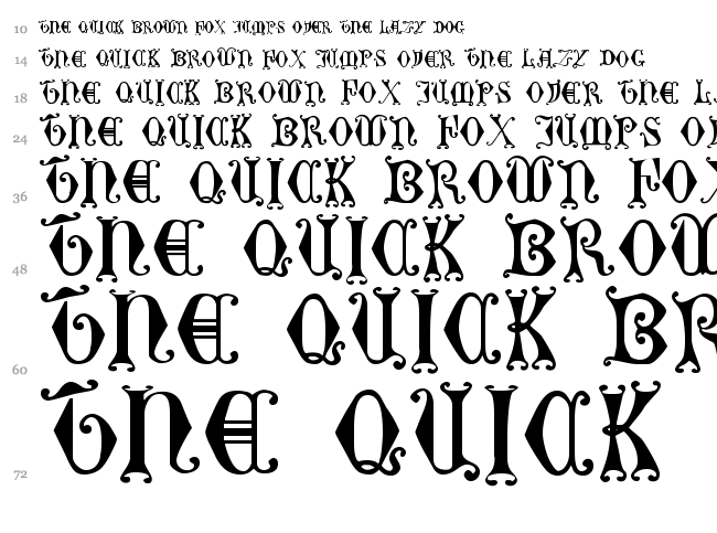 Curled Serif font waterfall