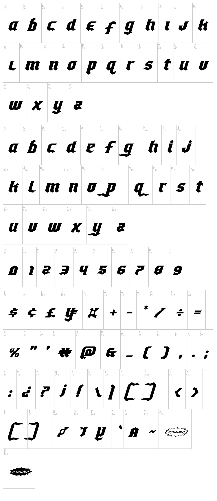 Empire Crown font map
