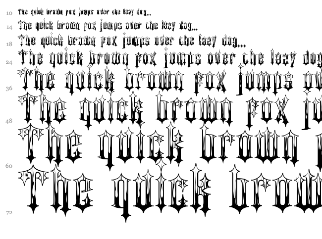 Gothic Flames font waterfall