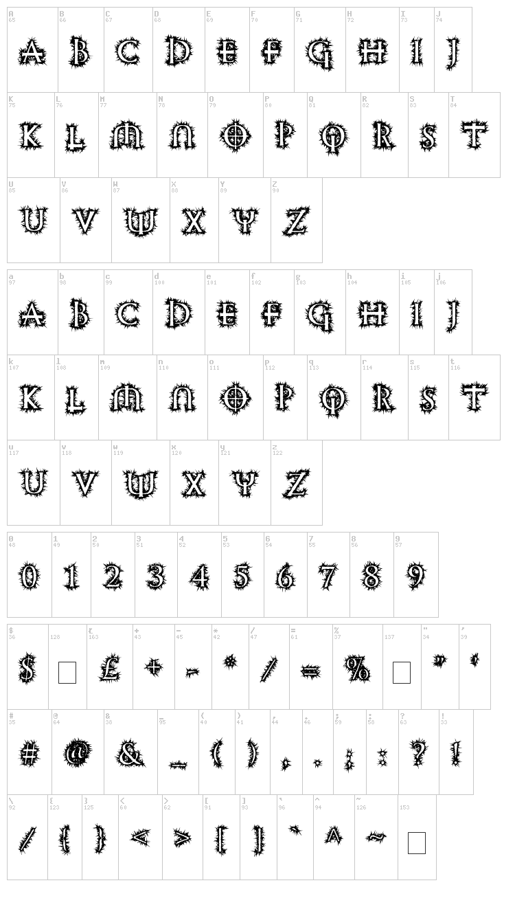 Witching Hour font map