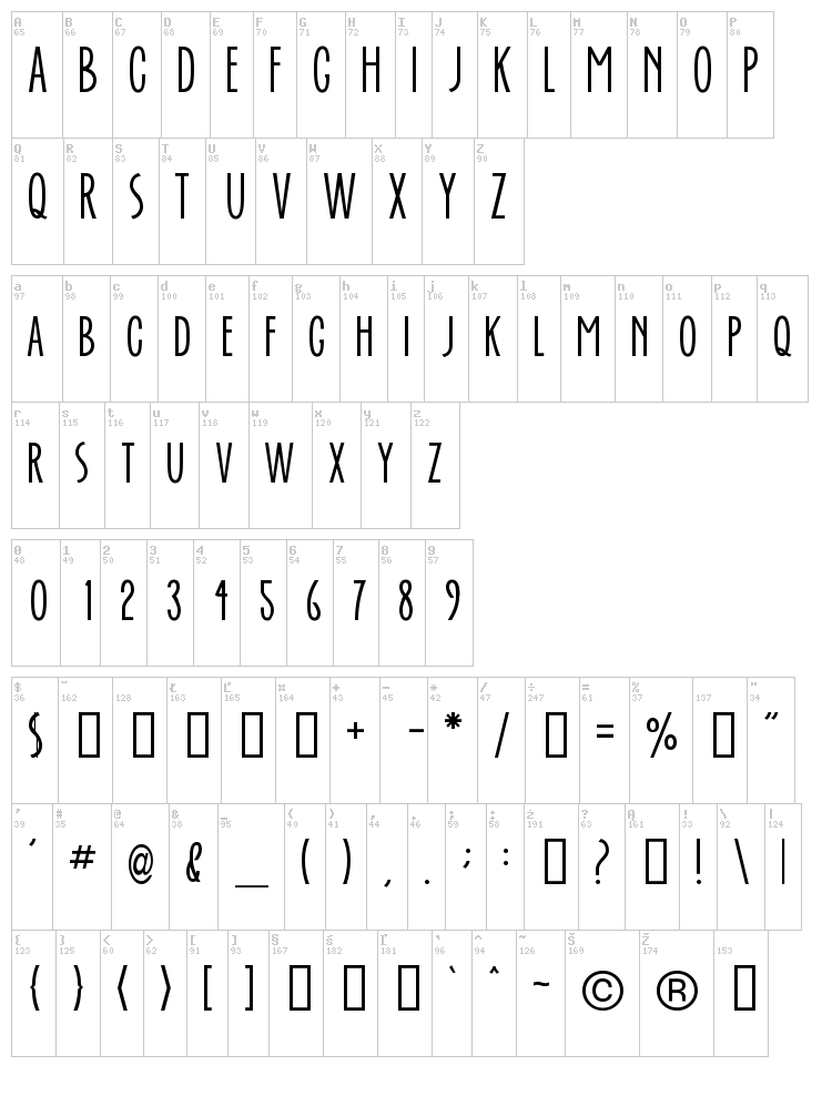 Ever After font map
