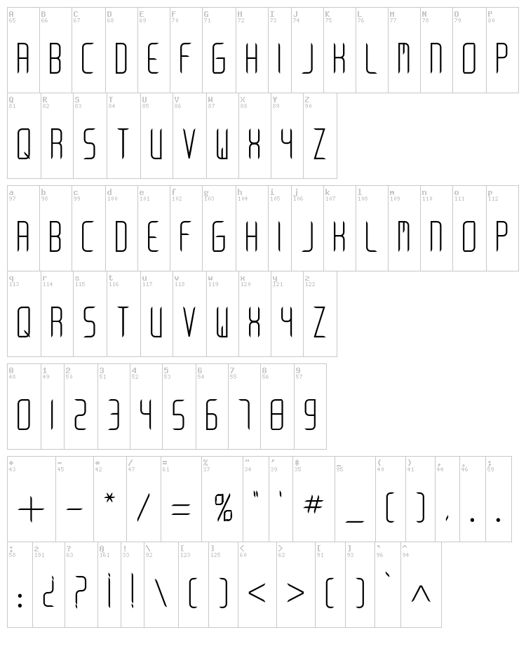 Arkadia font map
