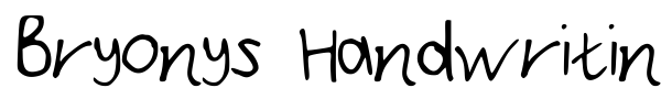 Bryonys Handwriting Thin font preview