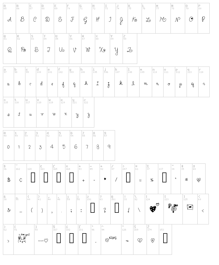 Charleesinluvv font map