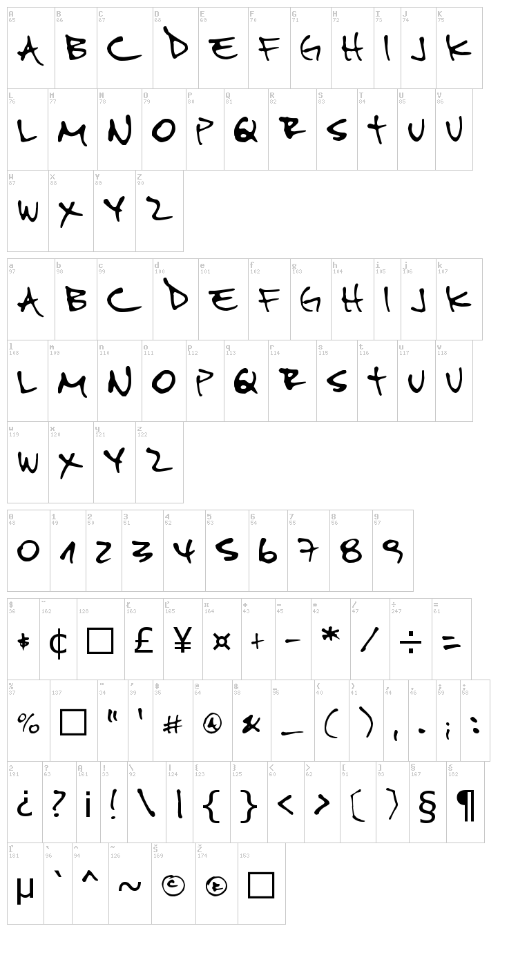 Pipe Font 2 font map