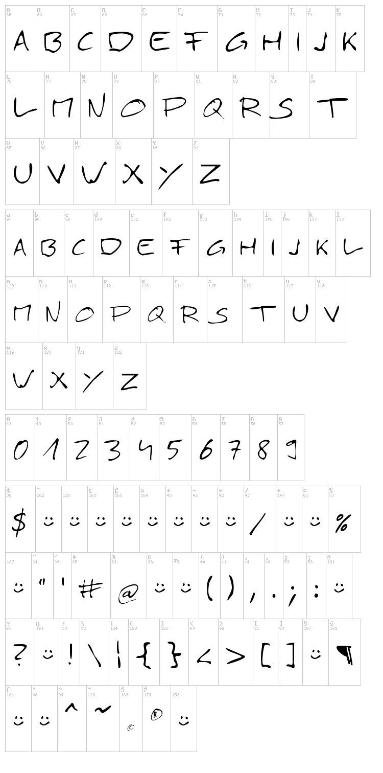 Simply 21 font map