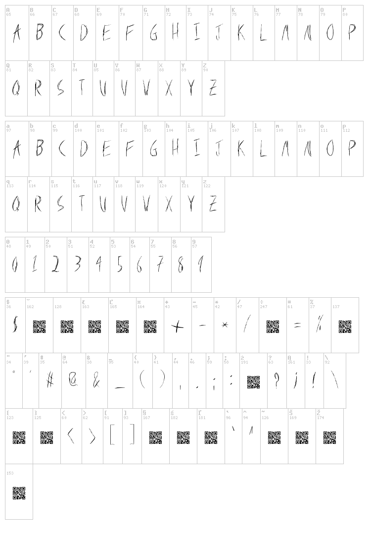 Metal Shard font map