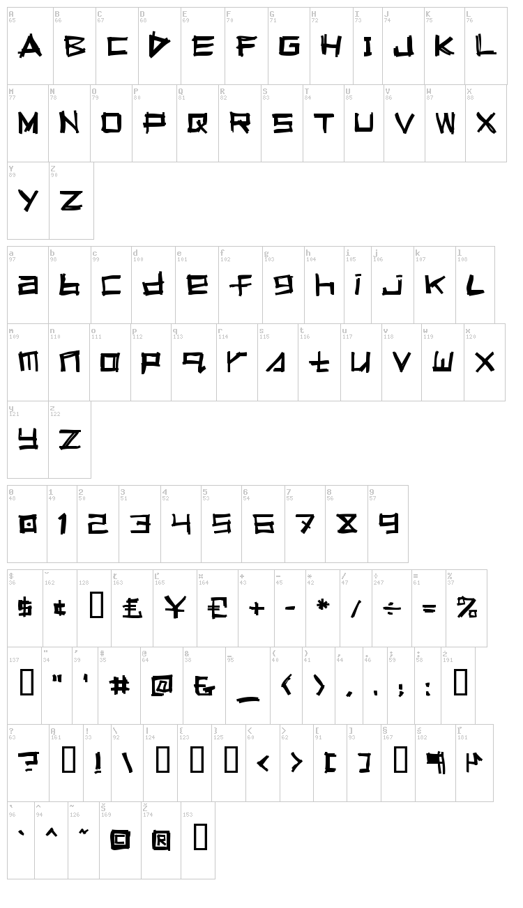 Squeeg font map