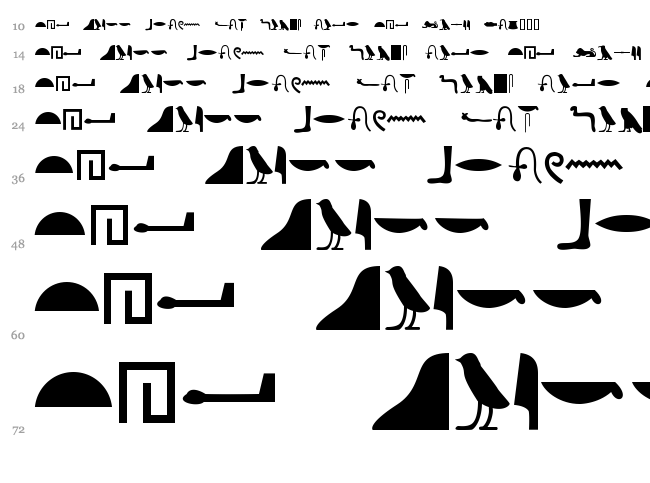 Egyptian Hieroglyphs Silhouette font waterfall