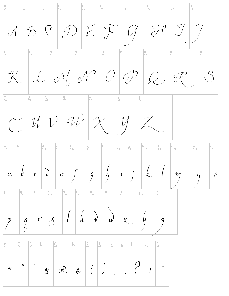 Elven Common Speak font map