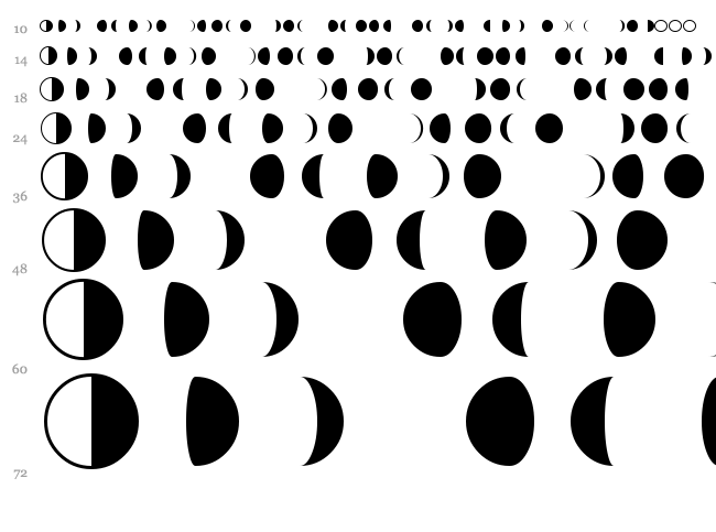 Moon Phases font waterfall