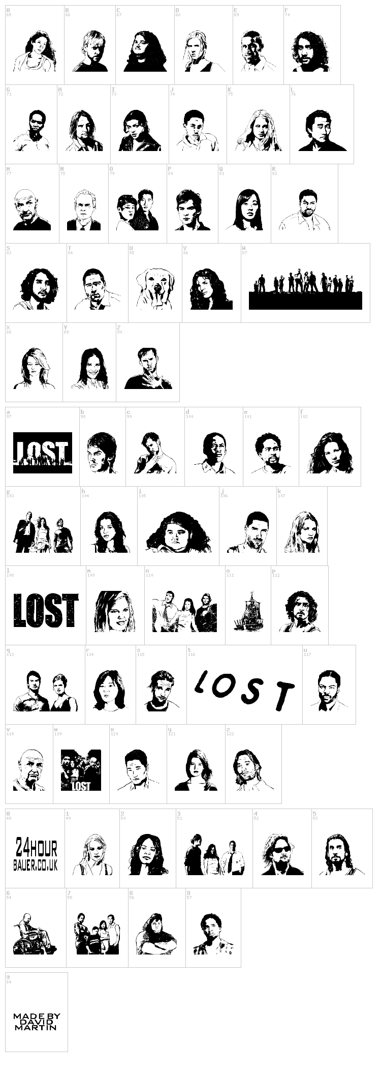 Lost Forever font map