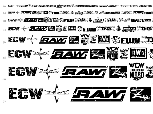 Pro Wrestling Logos font waterfall