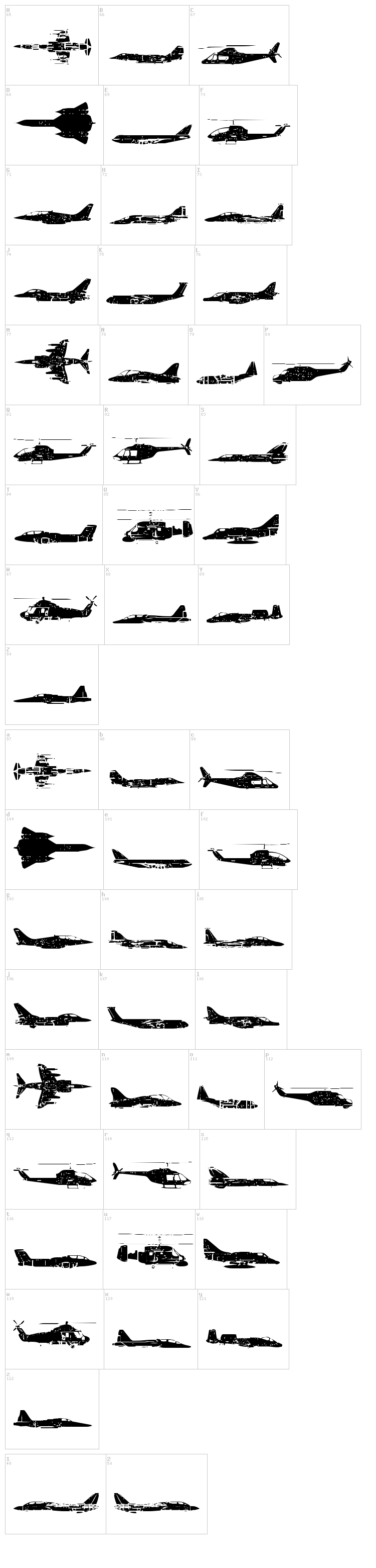Air Force font map