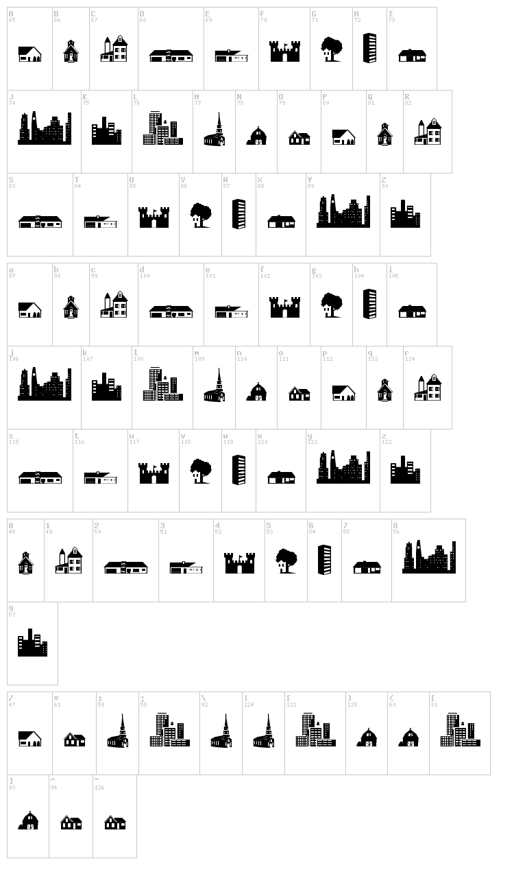 Little City 2000 font map