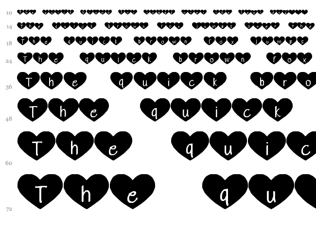 Heart Attack font waterfall