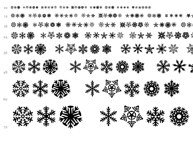 DH Snowflakes font waterfall