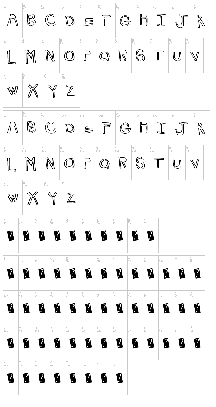 Happy Lines font map