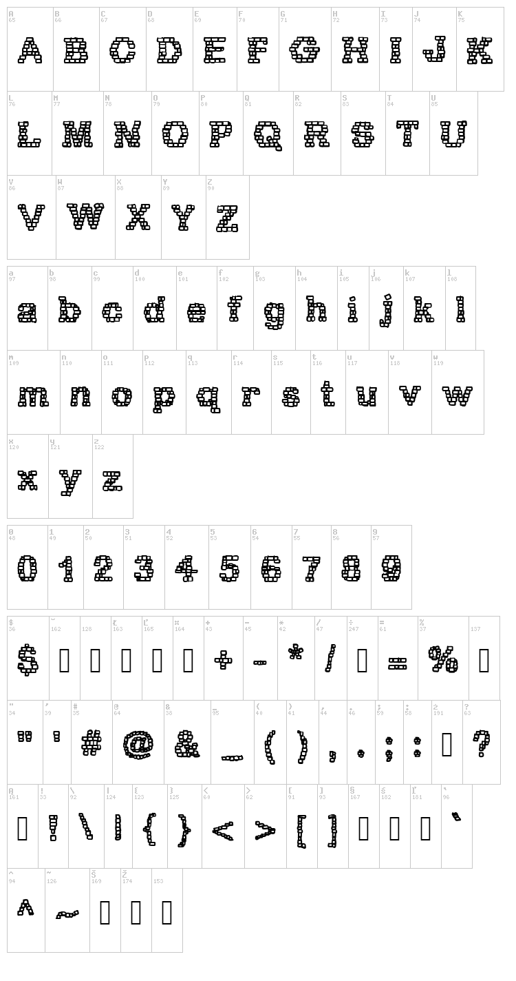 RH Brickhaus Proto font map