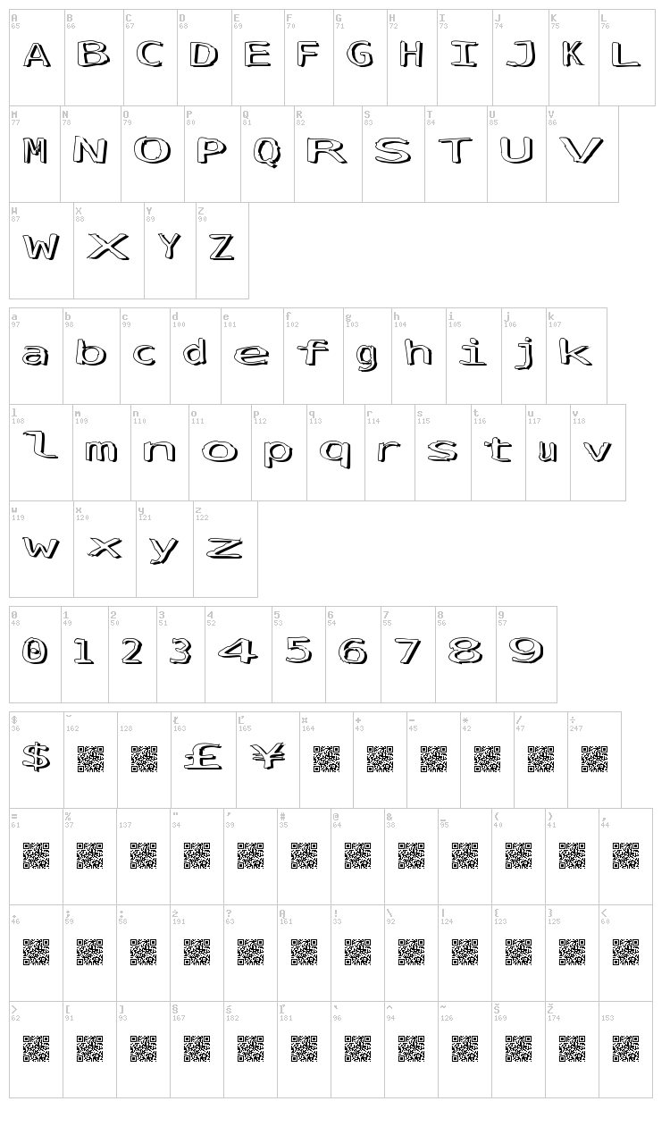 Simply Fresh font map