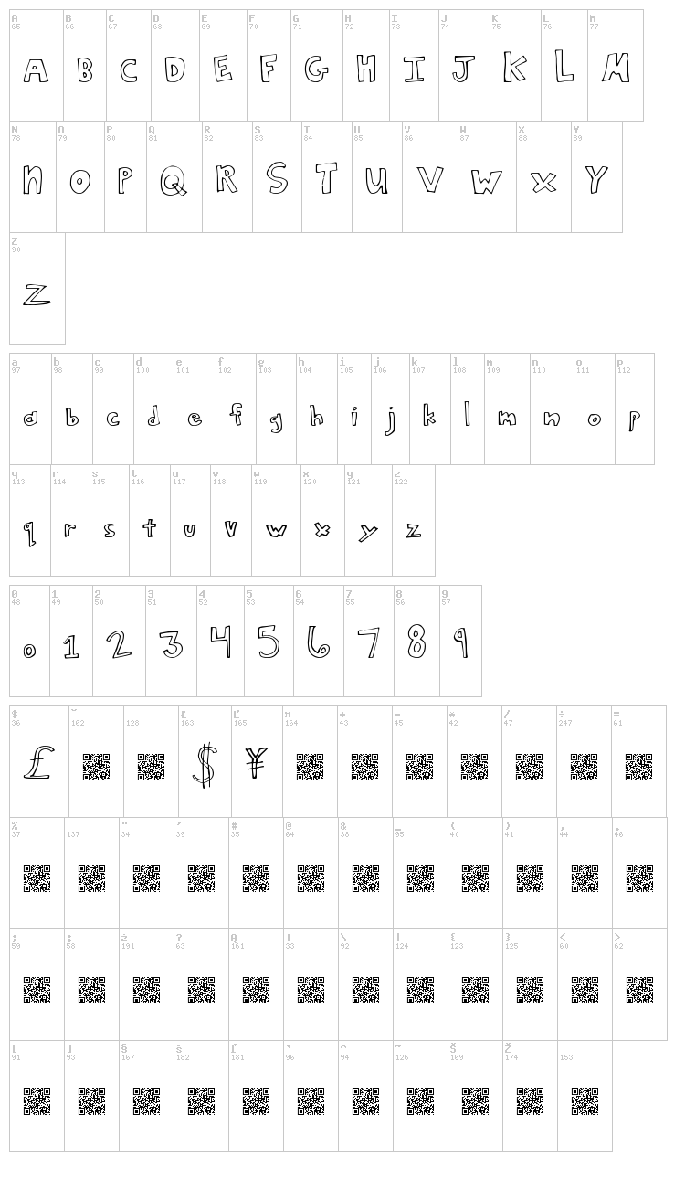 Square Deal font map
