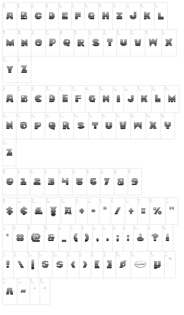 Zounderkite font map