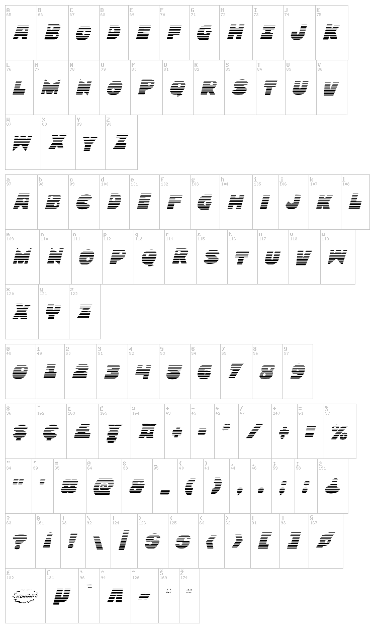 Zounderkite font map