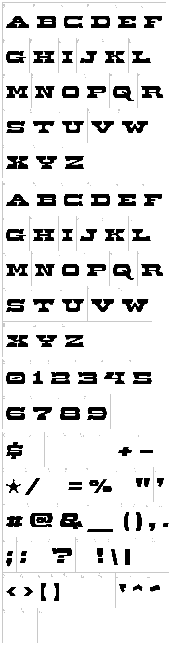 Baccer font map