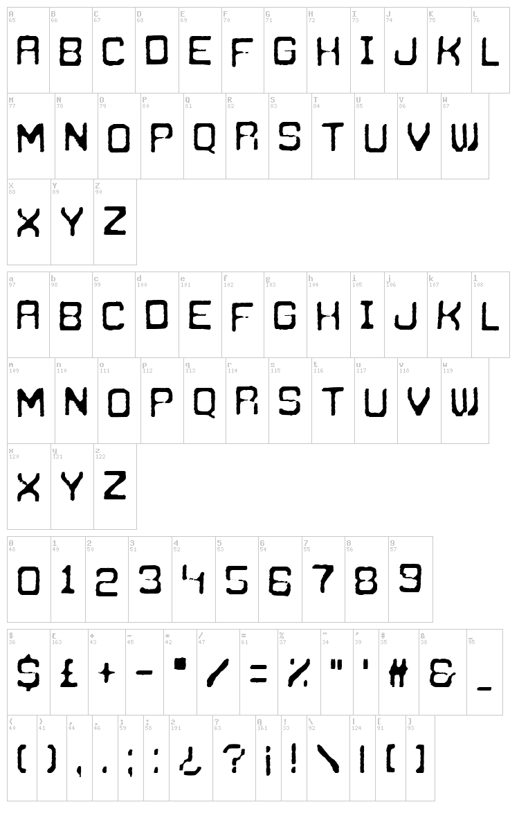 Zagreb Underground font map