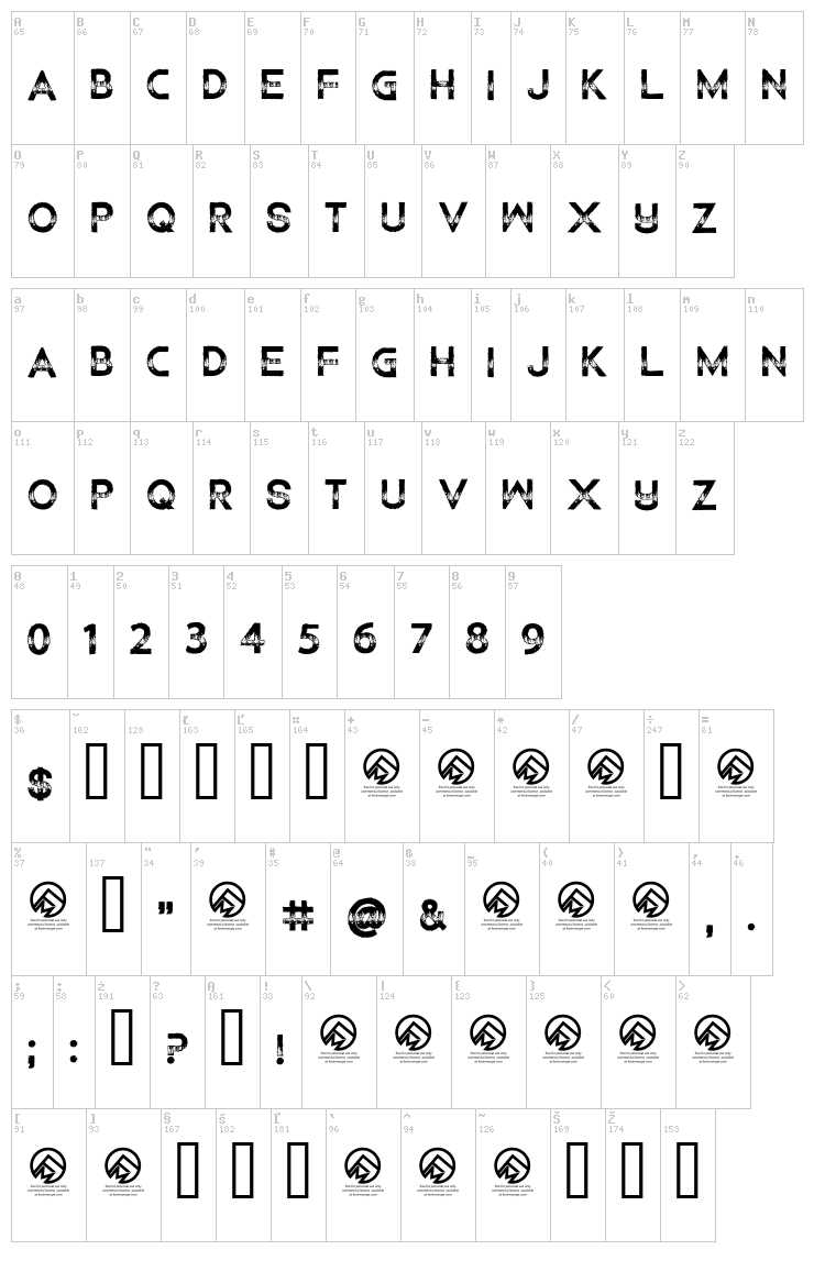 Children Among Lions font map