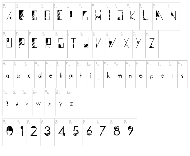 Dystopia font map