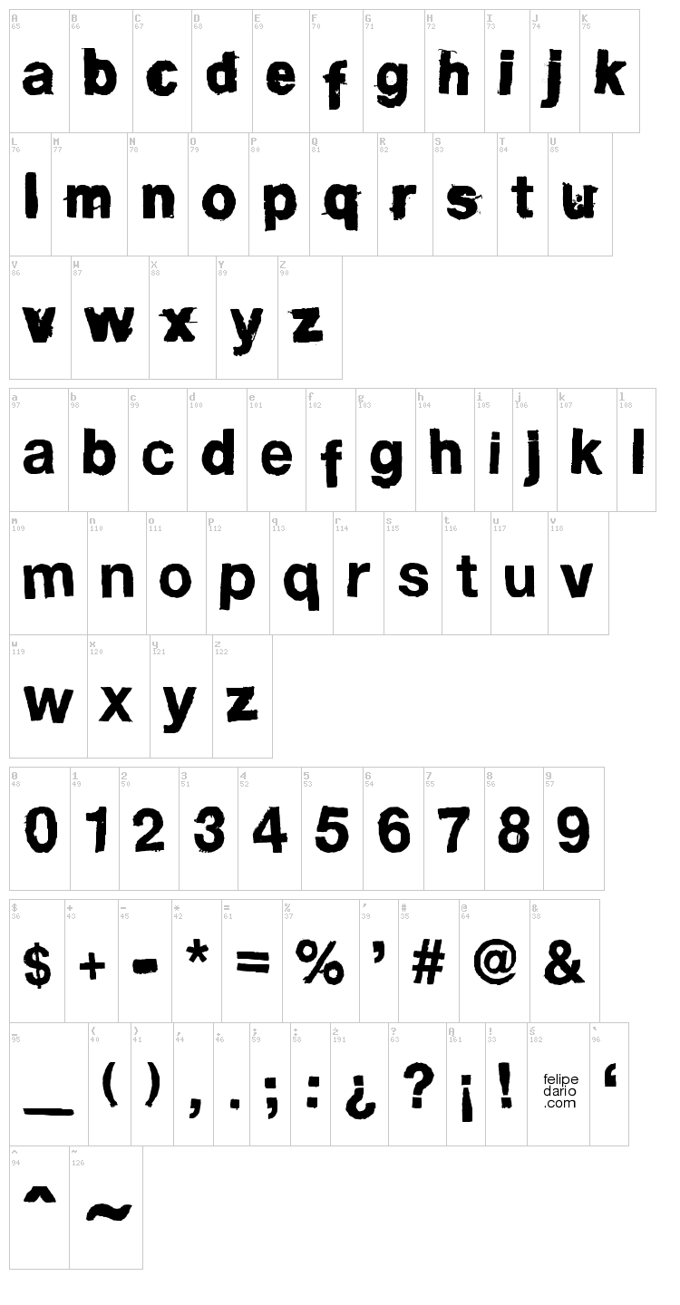 FD Helwoodica font map