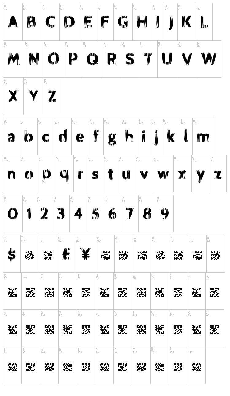 Fire Block font map