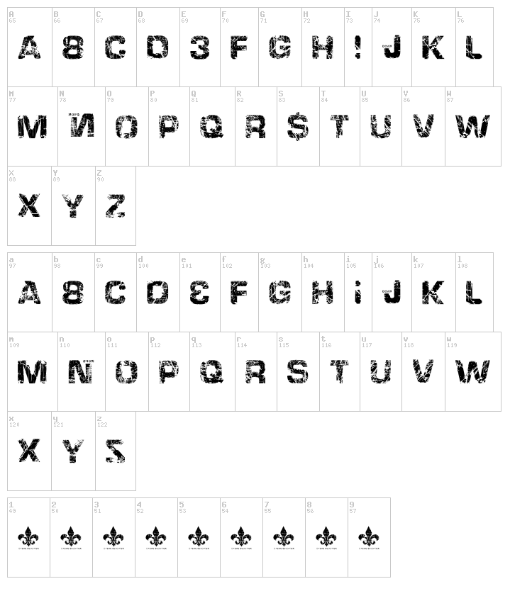 Hacking Trashed font map