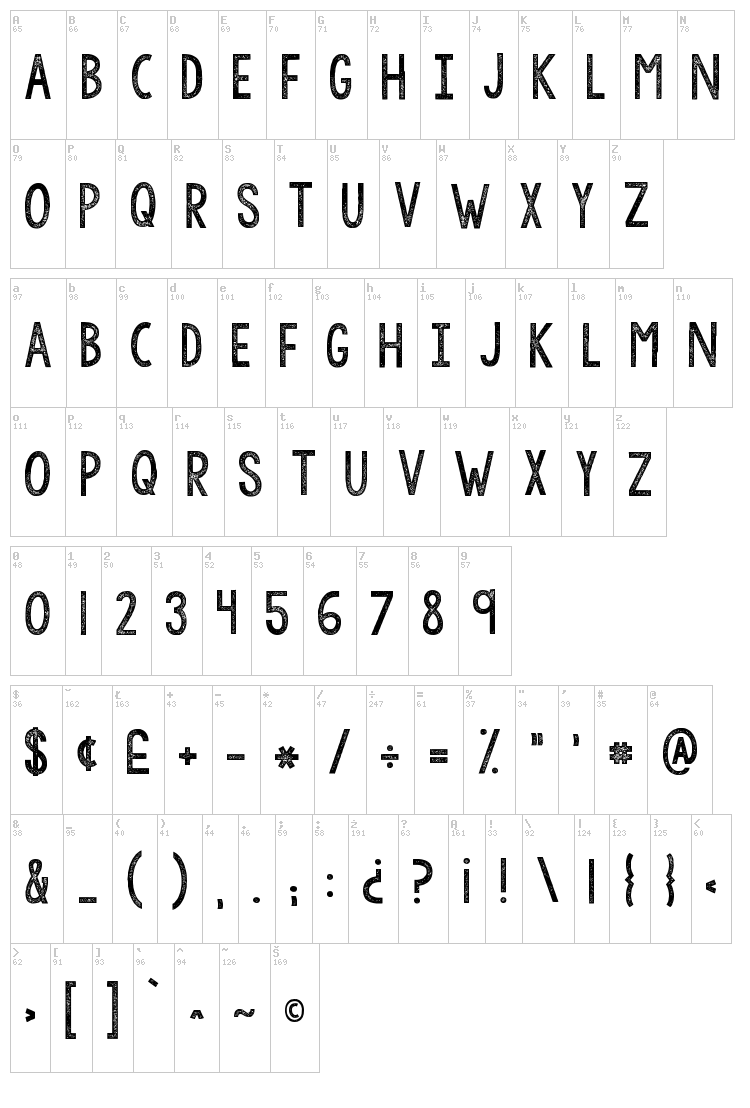 KG All of Me font map