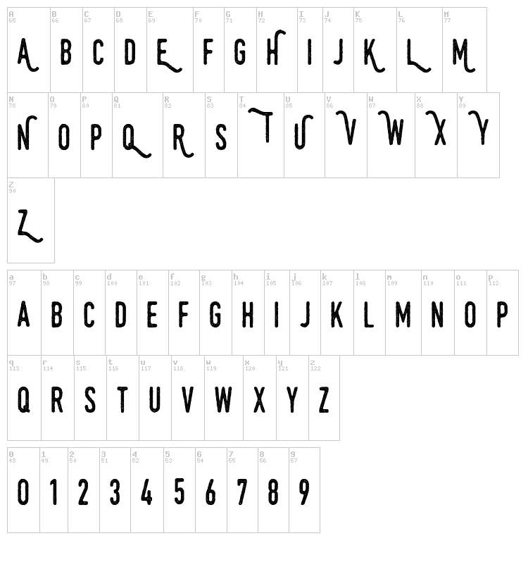 Swistblnk Monthoers font map