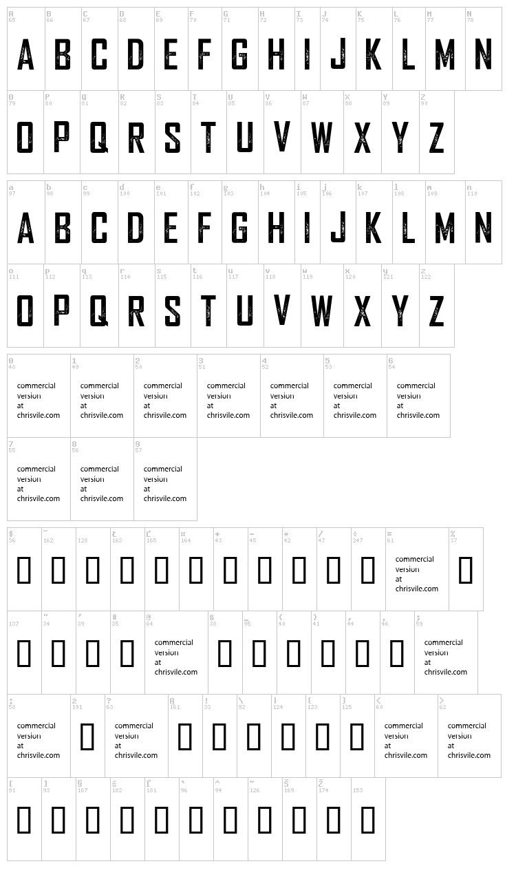 We are Depraved font map