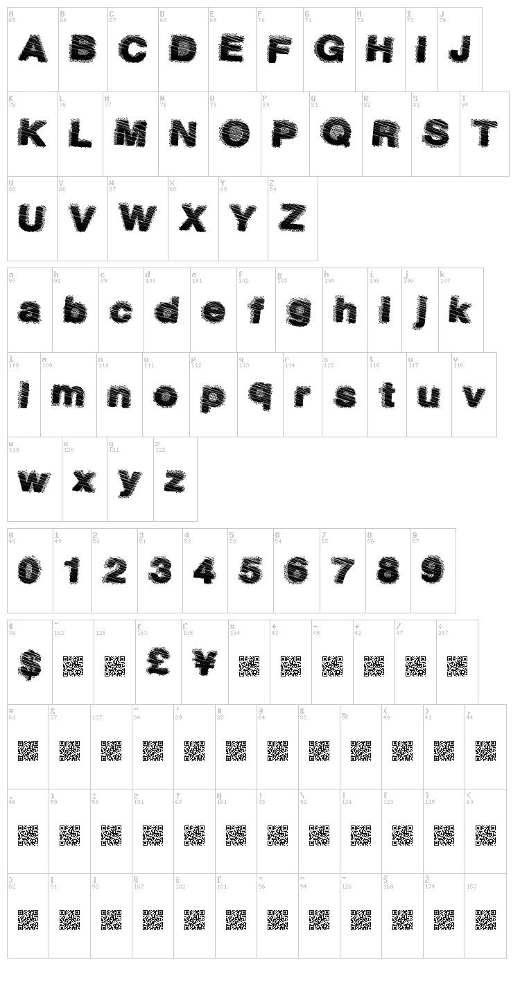 Dusty Salmon font map