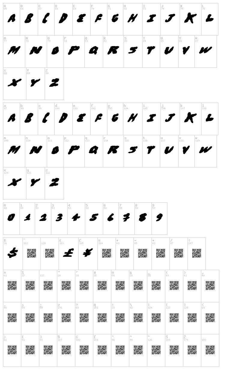 Bro Hugs font map