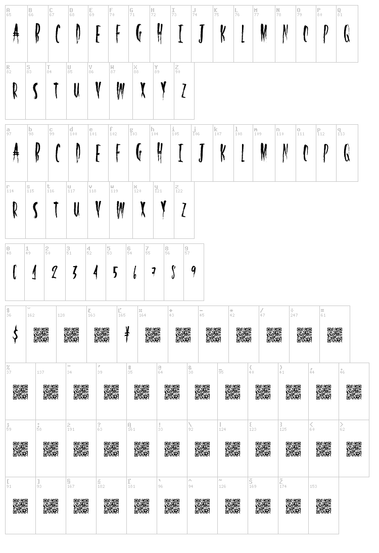 Half Light font map