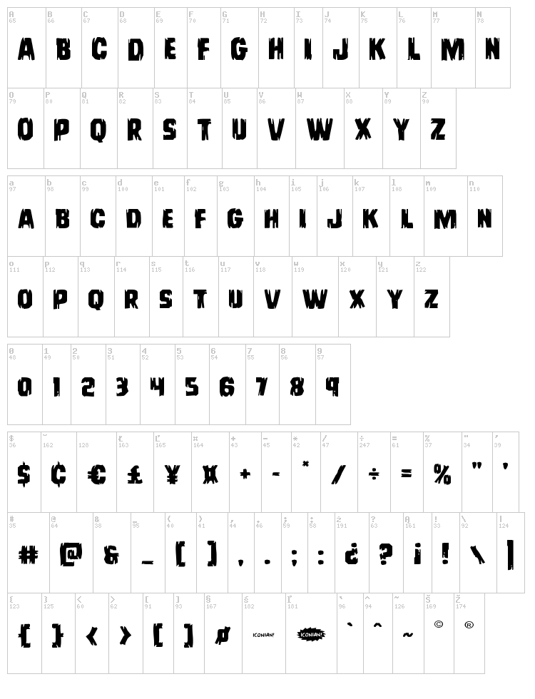 Leatherface font map
