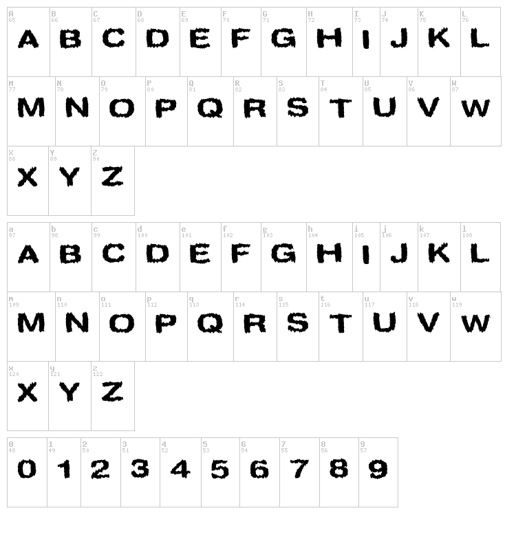 Spookies font map
