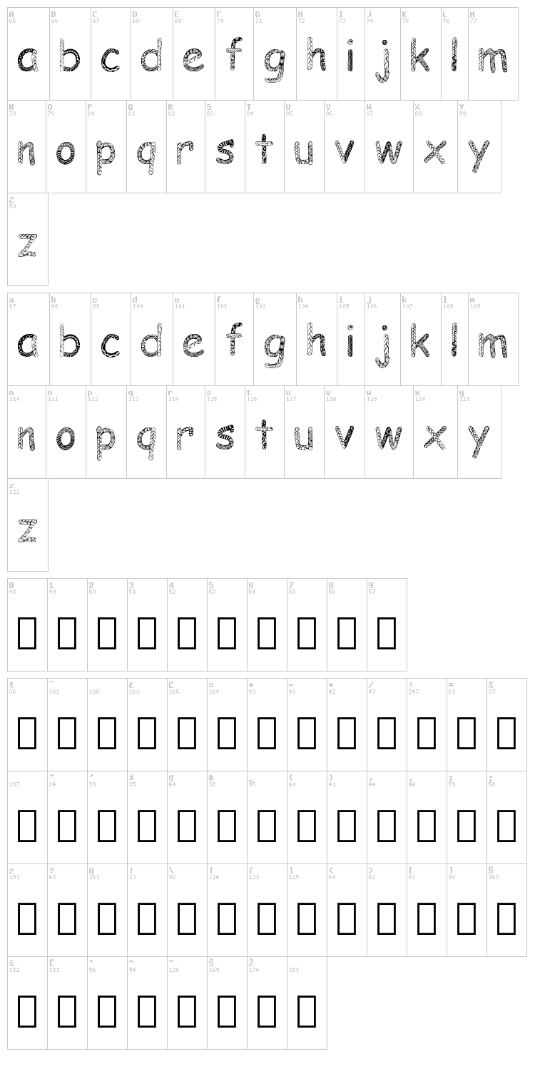 Doodlowers font map