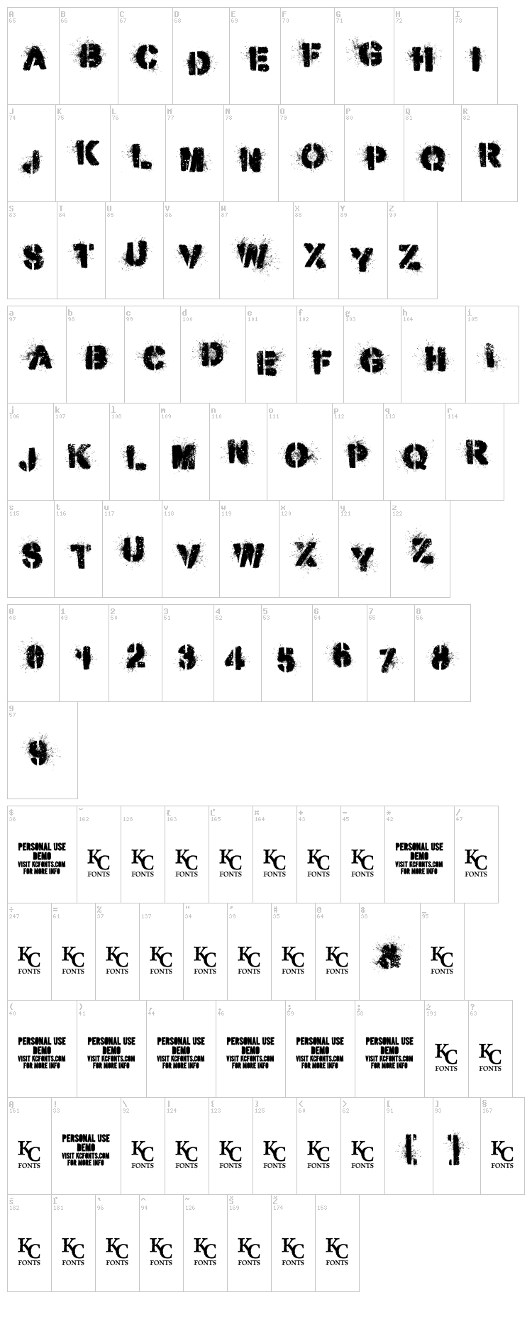 Misdemeanor font map